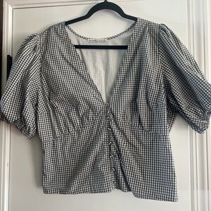 Abercrombie & Fitch Black and White Checkered Blouse